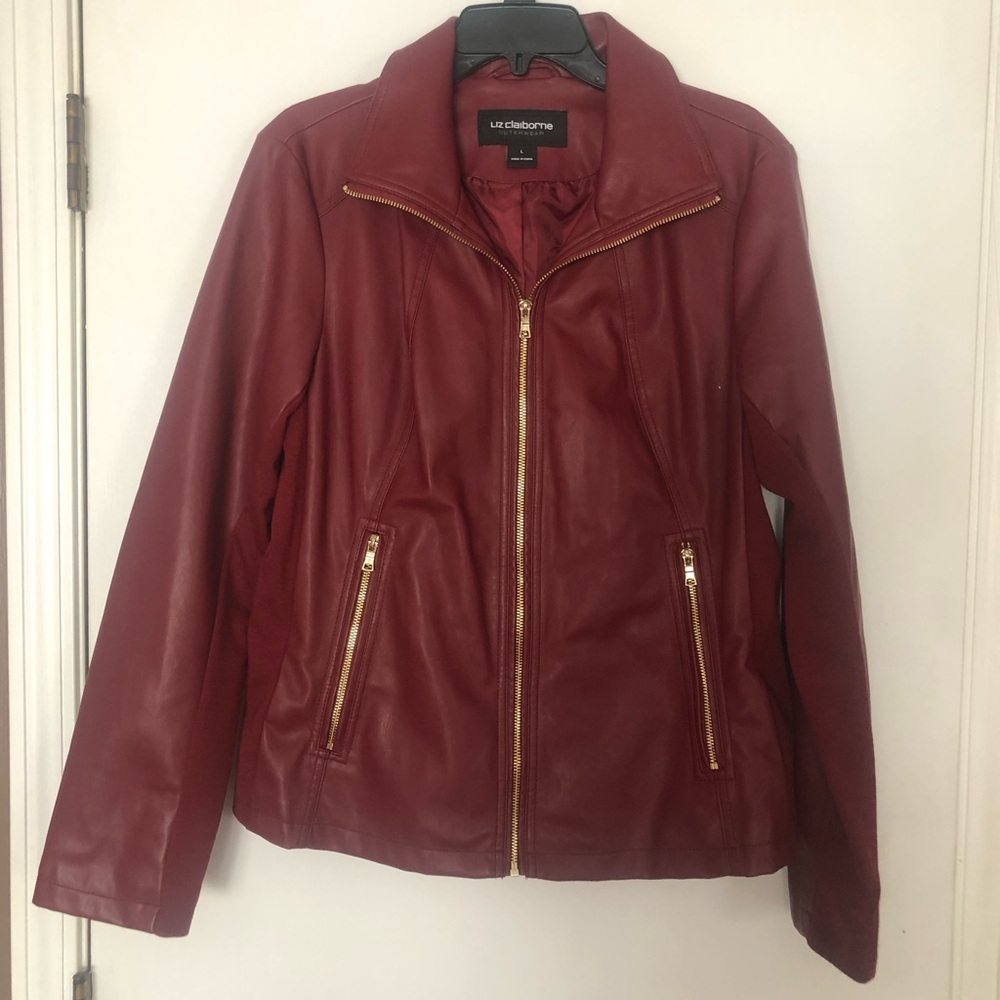 Liz Claiborne Women’s Burgundy Red Faux Leather Jacket L